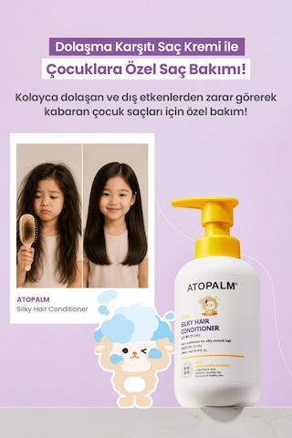 Çocuklar İçin Dolaşma Önleyici Nemlendirici Saç Kremi Atopalm Silky Hair Conditioner Kids