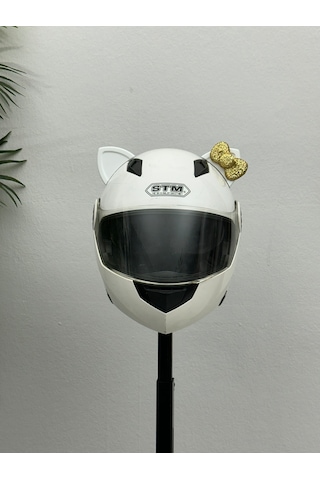 Motor & Motosiklet Gold Fiyonklu Beyaz Kedi Kulak Kask Dış Aksesuarı Diğer