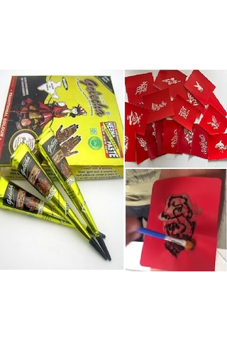 Enhavalı 12 Tüp Kına 50 Şablon Mega geçici Dövme