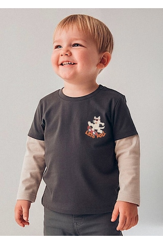 Mayoral Uzun Kollu Erkek Bebek T-shirt 2062 Gri