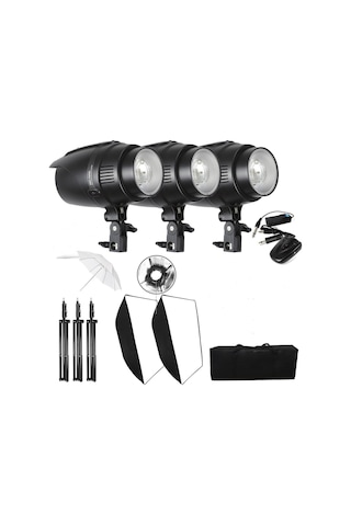 Deyatech 400 W 3'lü Stüdyo Paraflaş Set
