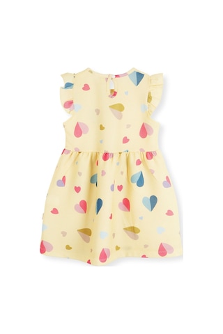 Ahengim Kız Çocuk Kalp Desenli Elbise Ak2406 Sarı