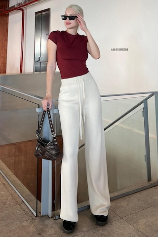 Bej Beli Ayarlanabilir Geniş Paça Pantolon Mg2089 Bej