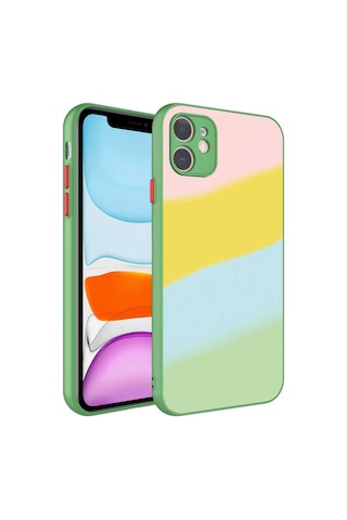 Apple Uyumlu iPhone 11 Kılıf Kamera Korumalı Renkli Temperli Zore X-cam Kapak No10