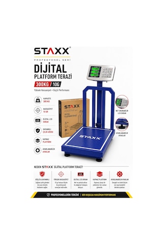 Staxx Stxtr300 300 Kg Dijital Platform Terazi Sanayi Tipi Elektronik Baskül 10 Gr Hassas Ölçüm