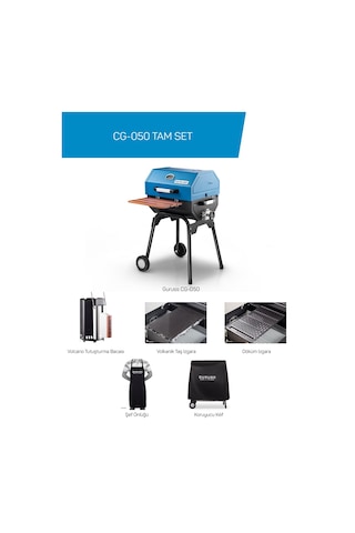 Guruss Cg-050 Kömürlü Barbekü Mangal Tam Set Mavi Model:grs09