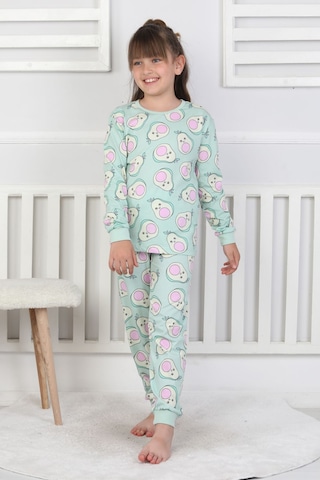 Cute Avocado Desenli Kız Çocuk Pijama Takımı Yeşil