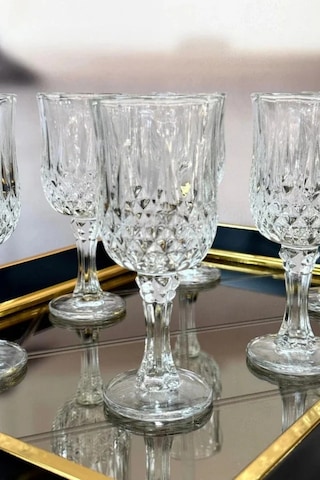 Chacha Home Şeffaf 6'lı Uzun Kristal Cam Bardak Seti Şeffaf