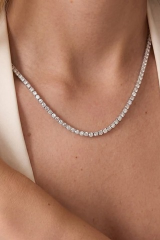 Su Yolu Kolye Döküm Pırlanta Işçiliği Dönme Yapmayan 4mm 45cm 001 - Beyaz