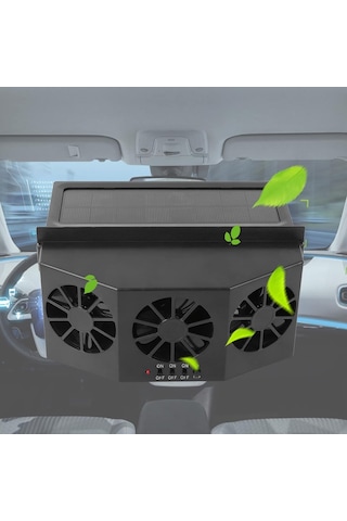 Solar Enerji İle Şarj Edilebilen Araba Fanı - Siyah