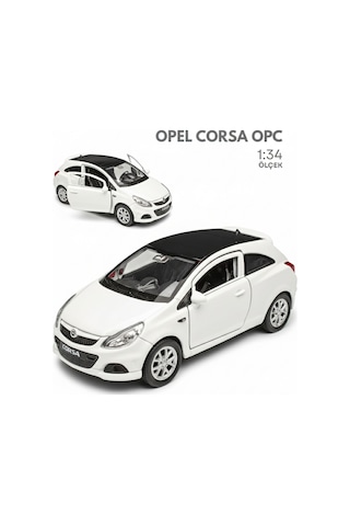 Beyaz 1:34 Ölçek Die Cast Kapıları Açılır Lisanslı Opel Corsa Opc Oyuncak Metal Model Araba Çok Renkli
