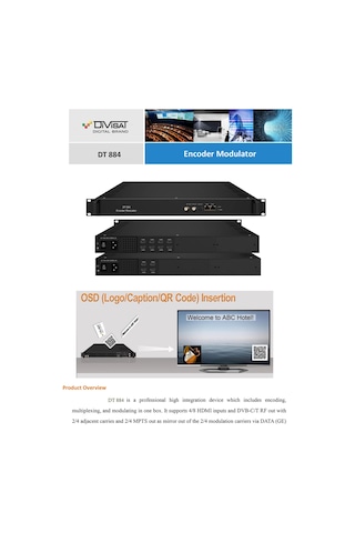 DİVİSAT DT-884 8 HDMI GİRİŞ 4 DVB-C QAM ÇIKIŞ TRANSMODÜLATÖR