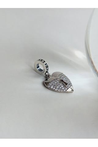 Gümüş Kalp Anahtar Tasarım Aşk Charmı Kadın Charm