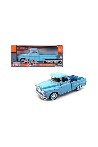 Motormax 1:24 W/b American Classics 1958 Chevrolet Apache Fleet Side Pickup Diecast Mavi