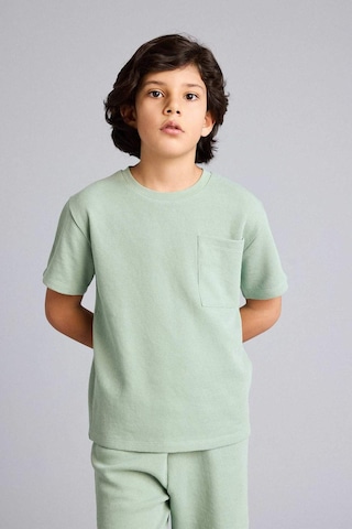 Defacto Tişört Şort Waffle 2li Pijama Takımı Erkek Çocuk D9993a826smkh434 Haki-kh434