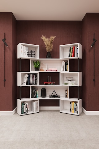 Asra Trend Modern Ayarlanabilir Raflı Ev Ofis Kitaplık %100 Mdf Dekoratif Kütüphane Kitaplık Dk02 Beyaz