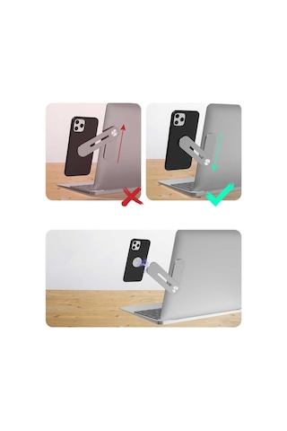 Laptop - Monitör Yanı Telefon Tutucu Mıknatıslı Sj05-Gümüş