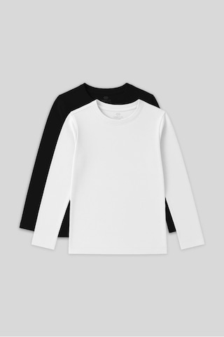 Standart Fit Basic O Yaka 2li Paket Siyah-beyaz Unisex Çocuk T-shirt - 11329 Siyah - Beyaz