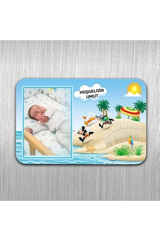 Erkek Bebek Hoşgeldin Yazılı Ve Fotoğraflı Magnet 10 Adet