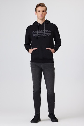 Lee Cooper Tess Erkek Kapüşonlu Sweatshırt Siyah-15423 Siyah