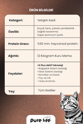 Pure Life Plus Somonlu Kısır Kedi Maması 12 KG