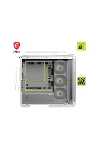 Msı Mag Pano M100r Pz Whıte Temperli Cam 3x120mm 1x120mm Argb Fan Matx Beyaz Panoramik Gaming Bilgisayar Kasası