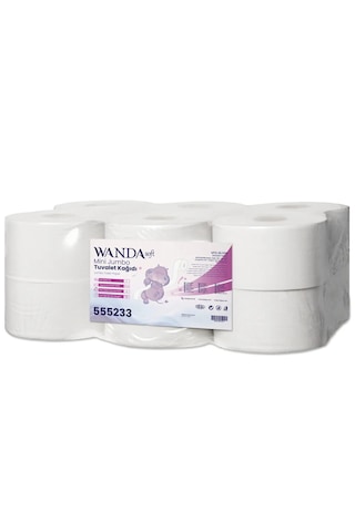 Wanda Soft Extra Mini Jumbo Tuvalet Kağıdı 3 Kg 12 Li Paket, 2 Katlı, Wanda Soft Extra Mini Jumbo Tuvalet Kağıdı 3 Kg 12 Li Paket, 2 Katlı,