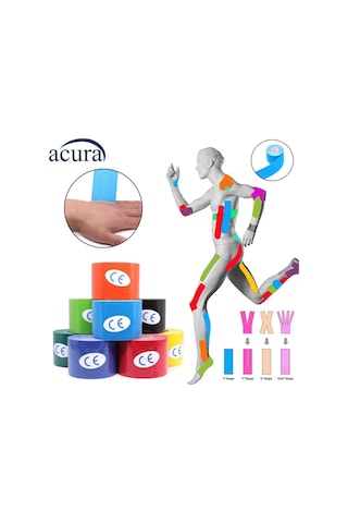 Ac-150 Yüz & Vücut Uyumlu Hipoalerjenik Kinesyo Tape Bandı 5m X 5cm Siyah Renk 1 Beden