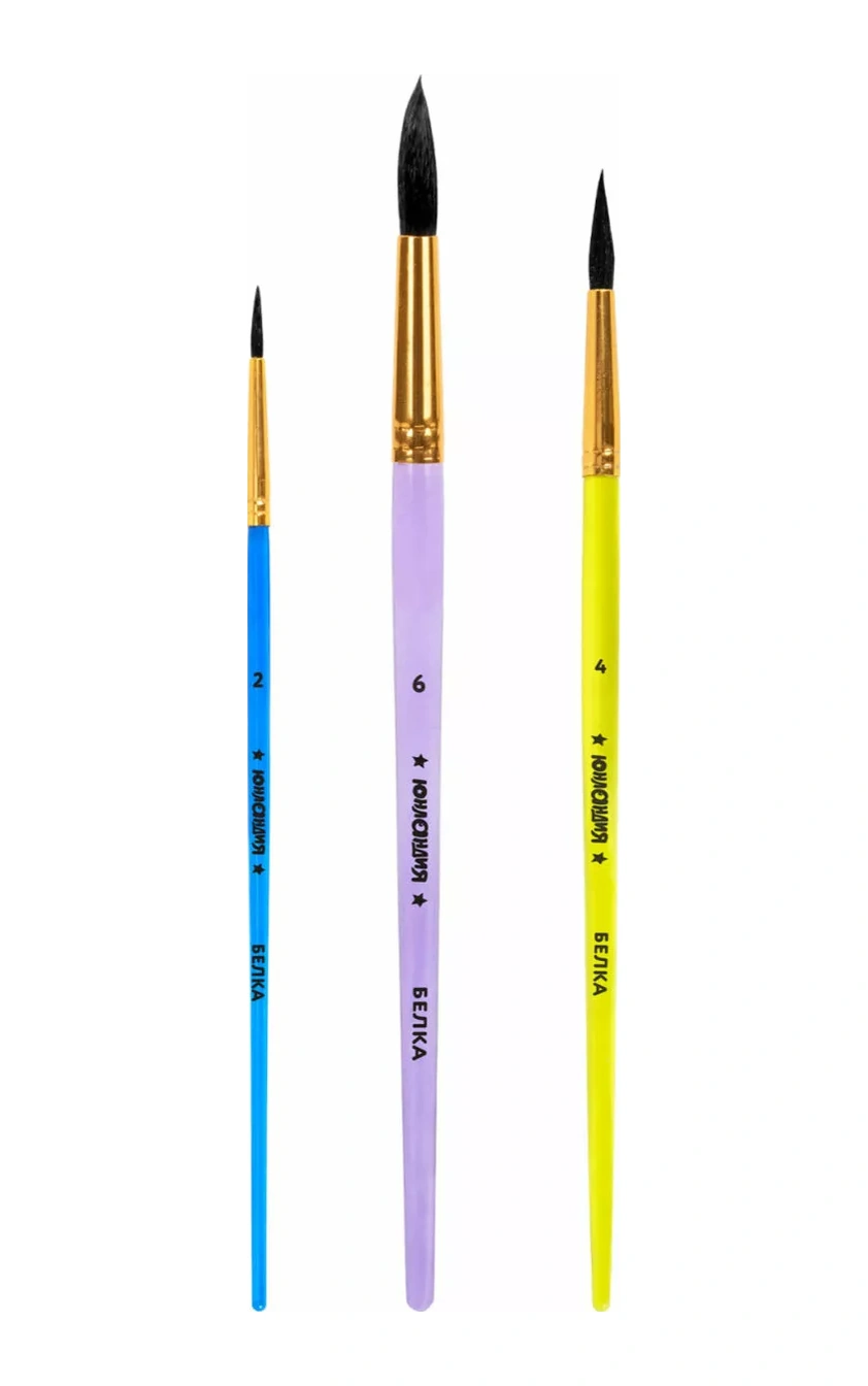 Unlandia Okul İçin 3'lü Yuvarlak Gelincik Fırçası Resim Fırçaları Seti 246613092