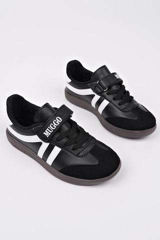 Muggo Dudley Günlük Ortopedik Bağcıklı Ve Cırtlı Çocuk Sneaker Spor Ayakkabı Siyah