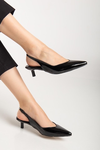 Suins Shoes Suins Stephen Model Kadın 4 Cm Kısa Mini Topuklu Rugan Ayakkabı Siyah