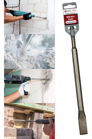 Sds-max Düz Keski Ucu 18x400x25 Mm Beton Ve Duvar İçin Kırma Ve Kanal Açma Ucu