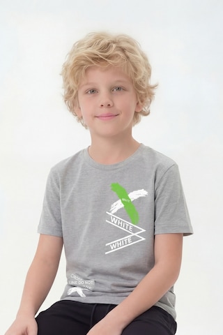 Fyk Kids 3'lü White Yazı Baskılı Yuvarlak Yaka Kısa Kollu Erkek Çocuk Yazlık Tişört Gri - Turuncu