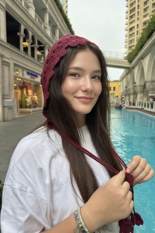 Mollycrush Yazlık Örgü Saç Bandı Bordo Çiçek Motifli Model Yazlık Şık Hair Band Bordo