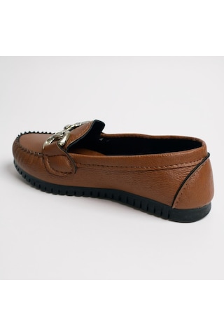 Dosa Shoes Kadın Babet Taba Zincir Tokalı Hafif Rahat Taban Şık Günlük Ayakkabı Taba