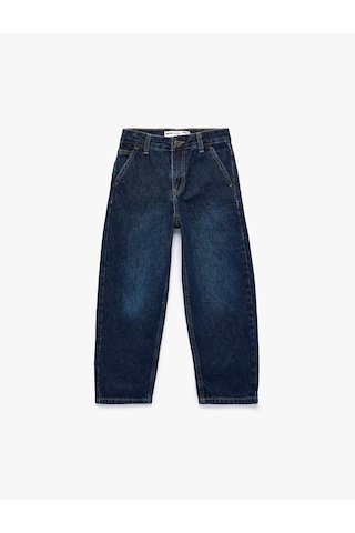 Koton Pamuklu Cepli Baggy Fit Denim Pantolon Dark Indıgo 6skb40047td Koyu İndigo