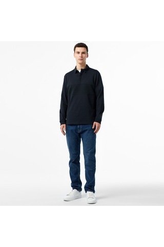 Nautica Erkek Siyah Uzun Kollu Polo Düz K47307t Siyah