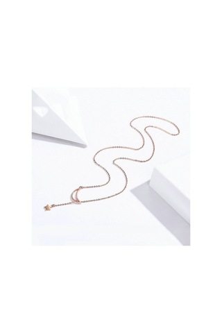 Star Moon S925 Ayar Gümüş Rose Altın Kaplama Kolye Çok Renkli