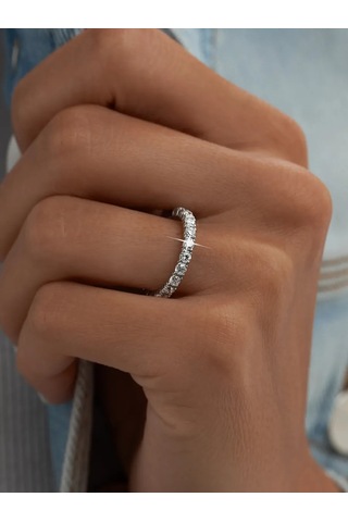 Marıola 2,5 Mm Sirkon Zeminli Ve 925 Ayar Gümüş Yüzük Alyans 183831580 Gri