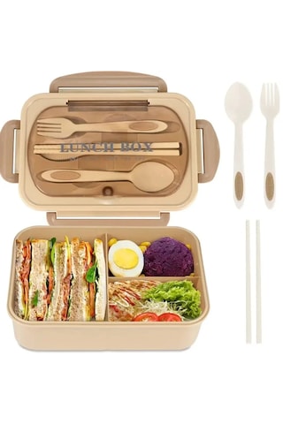 Çatal Bıçak Takımı İle Kare Öğle Yemeği Kutusu