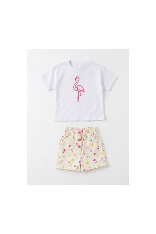 Poala Kids Dokuma Flamingo Takım Beyaz