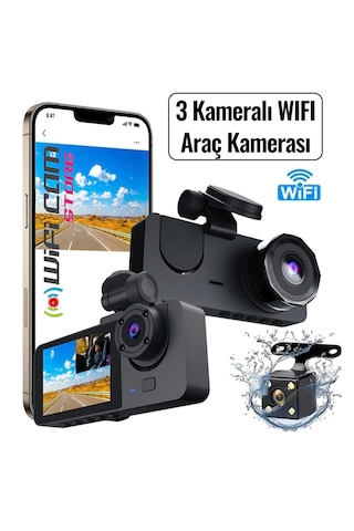 3 Kameralı Ekranlı Araç Kamerası Dahili Wıfı