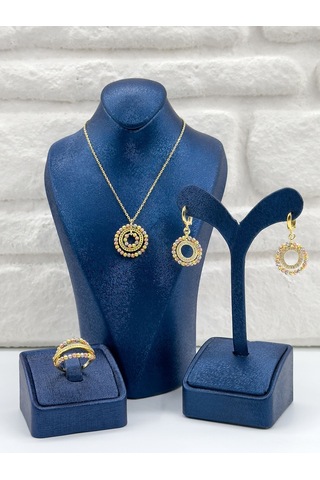 Üç Renkli Dorika Model Kadın Gümüş Set Takımı Gümüş
