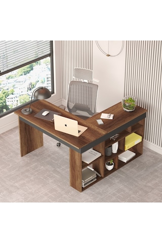 Robin Home Boston Kitaplık Raflı L Bilgisayar & Çalışma Masası