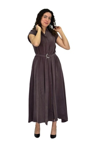 Kadın Beli Kemerli Elbise Bgl-st04639 Kahve