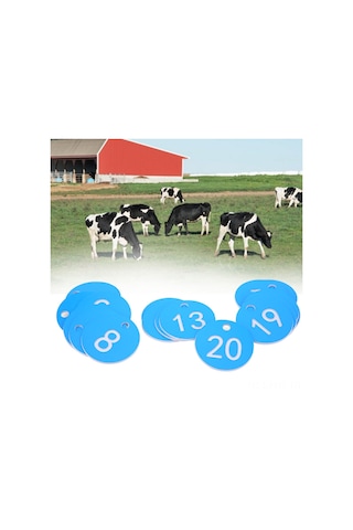 Hangfox Kova Ve Hayvan Yetiştiriciliği İçin Abs Numaralı Etiketler - Mavi 1-20 Numara Aralığı, Delikli Tasarım, Dayanıklı Yetiştirme Malzemesi