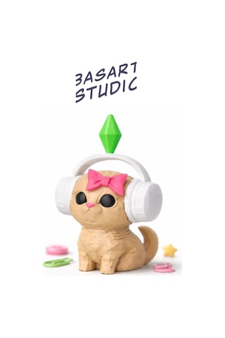 Sims Viral Plumbob Kedi Biblo - 3d Tasarım Dekoratif Figür