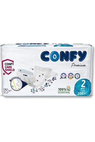 Confy Premium 2 Numara Bebek Bezi Mini 3 - 6 Kg 200 Adet