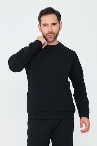 White Stone Siyah Pamuklu Erkek Basic Sweatshirt