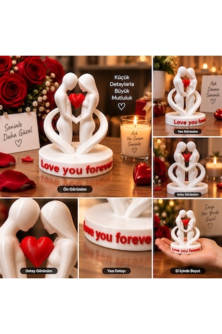 Sevgiliye Hediye Aşık Çift Figürü Love You Forever Dekoratif Biblo Romantik Masa Süsü Özel Gün Hediyesi 0